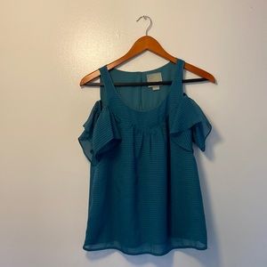 Anthropologie MAEVE Aqua Patterned Top Blouse Sz. 2